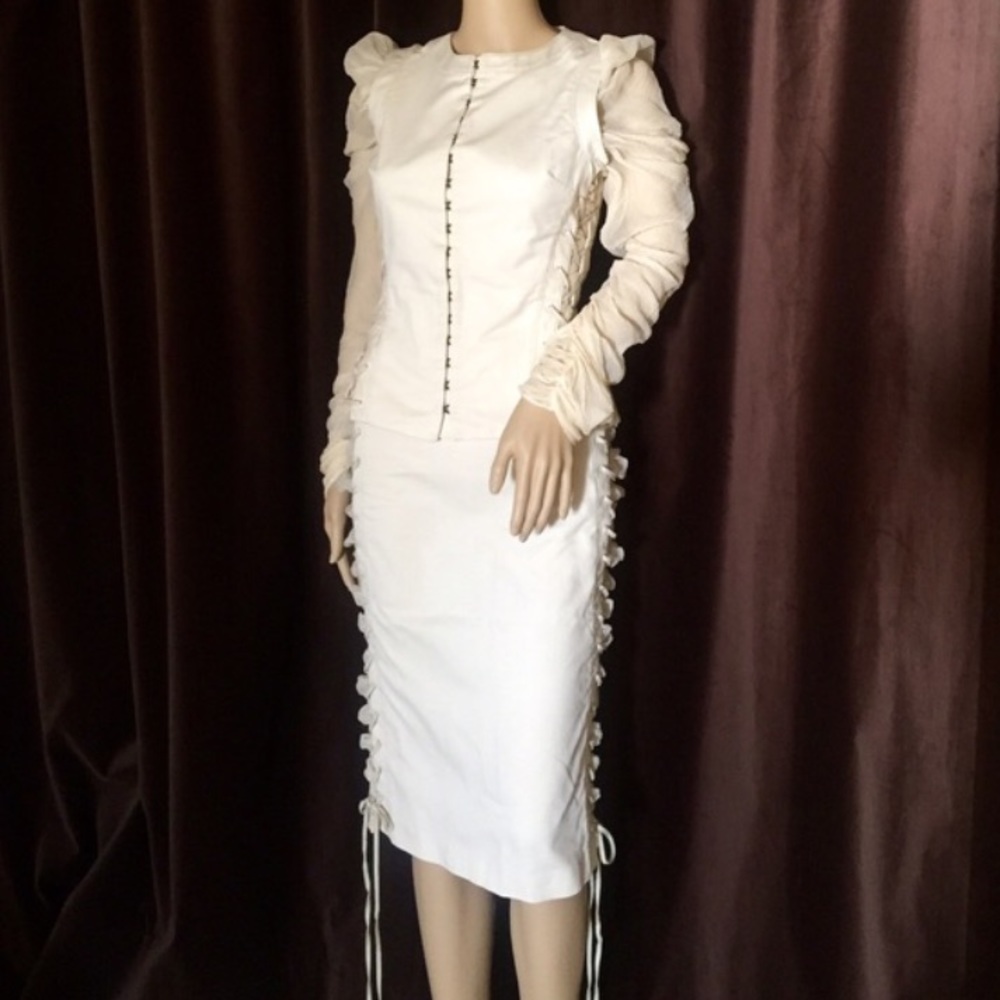 Alexander McQueen Cream Runway Jacket & Skirt LMTD Collector’s Set 40